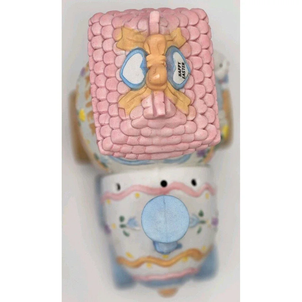 Hand Painted Easter Egg Train 3 Piece Set, Hand Painted Porcelain - Vtg‎